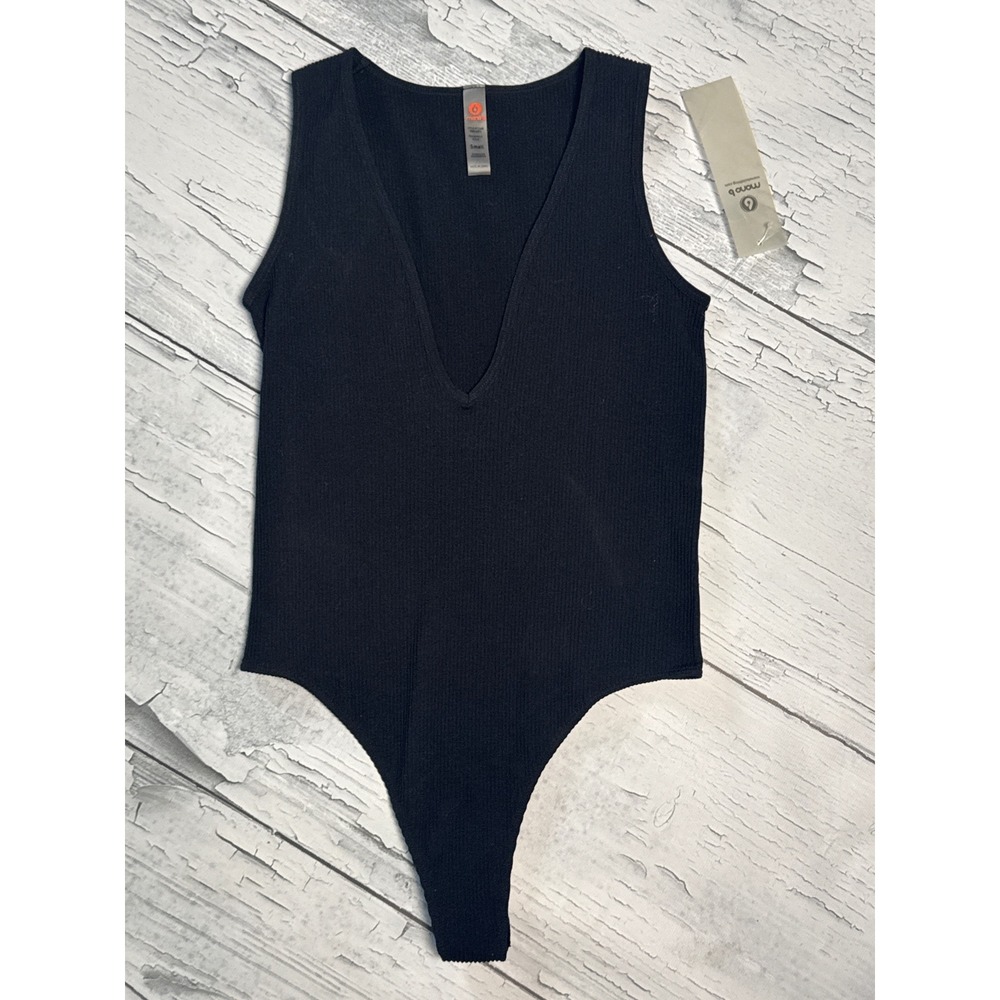 Mono B Black Ribbed‎ Body suit